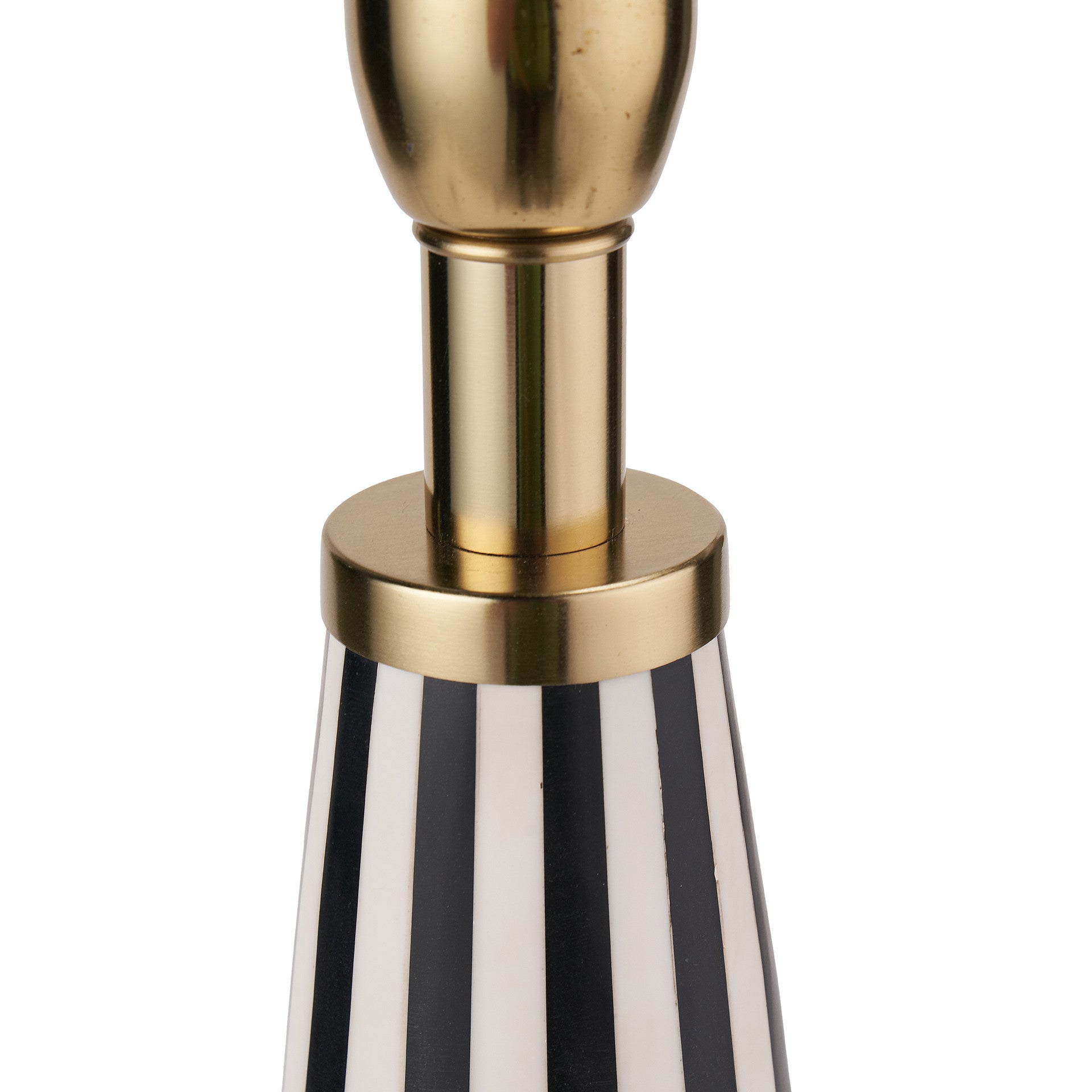 Alejo Black & White Stripe Conical Resin Table Lamp - Base Only